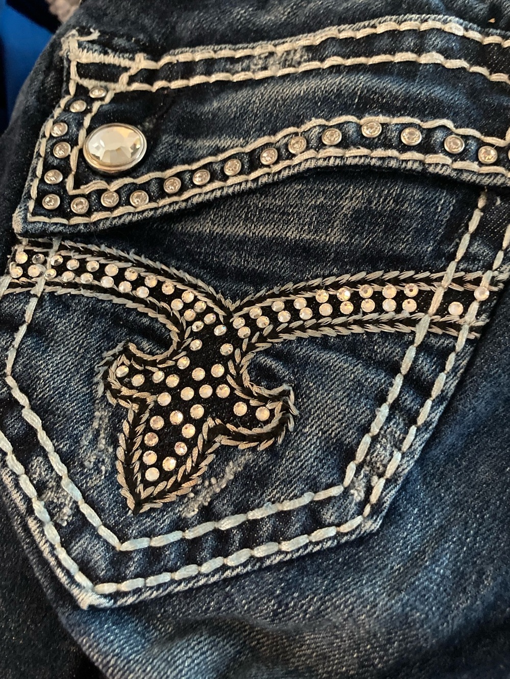 ROCK REVIVAL Johanna Dark Blue Rhinestone Skinny Jeans - Size 25 - Picture 10 of 11